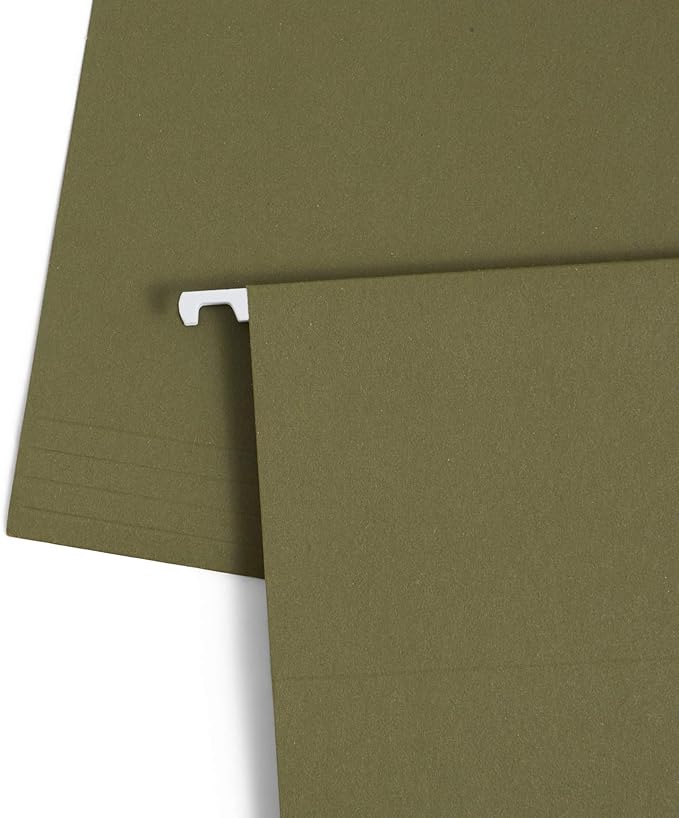 Blue Summit Supplies 25 Hanging File Folders, Reinforced Hanging Folders, Standard File Folders for Filing Cabinet, Letter Size, Green, 25 Pack-NeatNest