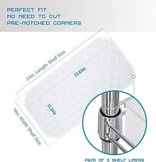 BRIAN & DANY Wire Shelf Liner 14" X 24", Heavy Duty Shelf Liners for Wire Shelving, Waterproof Protector Mats, Set of 3, Quatrefoil Grey-NeatNest