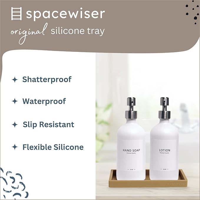 Countertop and Vanity Tray – Small 7.7" Silicone Soap Dispenser Trays, Flexible Bathroom Trays, Dish Soap Holder Kitchen Counter Caddy, Organizer Sink Tray for Soaps Bottles, Sponge, Keys-NeatNest