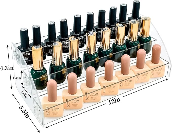 MineSign Nail Polish Holder Organizer Clear Acrylic Nail Polish Tray Fingernail Polish Display case 3 layers Essential Oils Holder Makeup Organizer-NeatNest