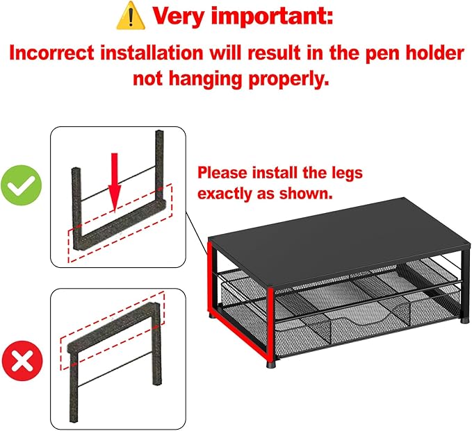 Desk Organizers and Accessories, 2-Tier Computer Monitor Stand Riser with Drawer and 2 Pen Holders, Laptop Stand, Office Desk Accessories for Office Supplies, Carbon Fiber