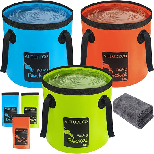 AUTODECO Collapsible Bucket 5 Gallon Container Folding Water Bucket Portable Wash Basin