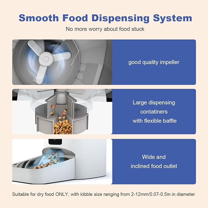 2.4G WiFi Automatic Cat Feeder, 4L Food Dispenser with 10s Voice Recorder, Pet Feeder up to 10 Meals per Day, Timed Cat Feeder with Dry Food Sealed Ring (White, 4L-WiFi)-NeatNest