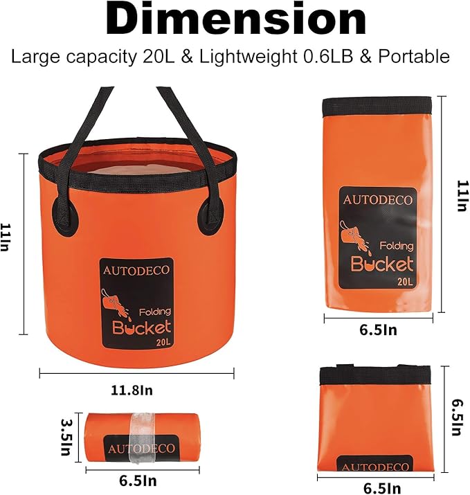 AUTODECO Collapsible Bucket 5 Gallon Container Folding Water Bucket Portable Wash Basin 20L-NeatNest