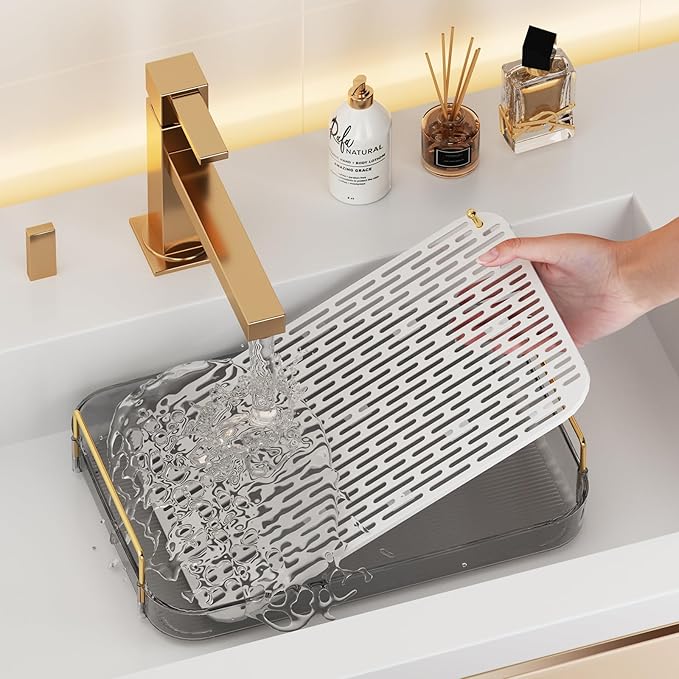 Seoneiro Whiskey Tray, Glass Cup Rack, Mug Holder, Coffee Cup Organizer, Bathroom Countertop Organizer With Drain Board, Wine Glass Decorative Holder, Food Tray, Kitchen Spice Rack