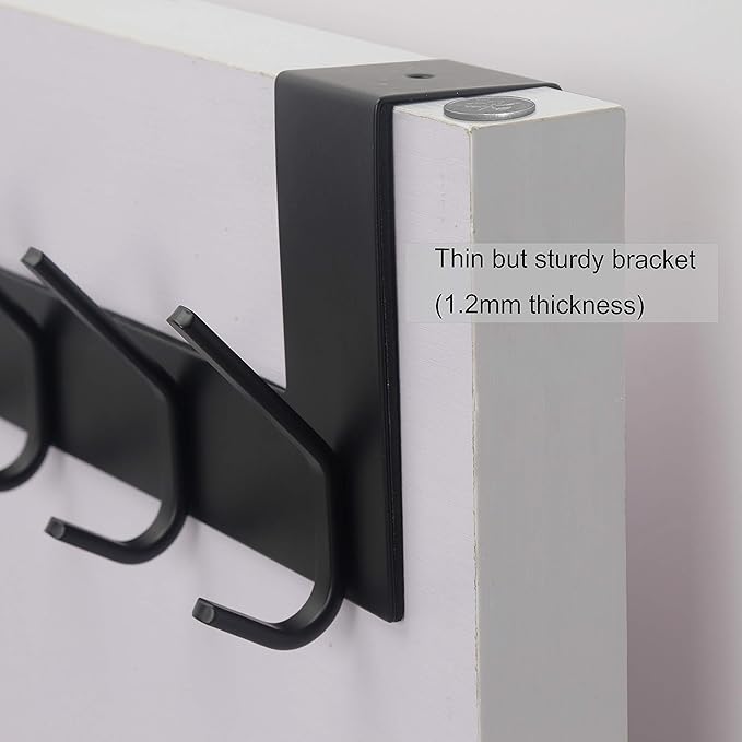 WEBI Over The Door Hook Door Hanger:Over The Door Towel Rack with 6 Coat Hooks for Hanging,Door Coat Hanger Towel Hanger Over Door Coat Rack for Towels,Clothes,Back of Bathroom,Black,2 Packs