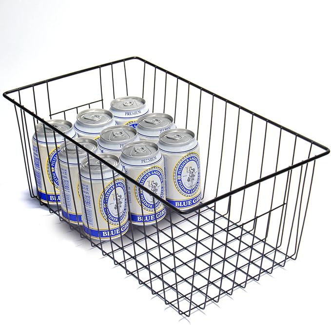 Freezer Organizer Bins, Upright Freezer Baskets for 16, 17, 21 cu.ft Standup Freezer, Durable Freezer Organizer Fully Use Space Improve Air Circulate, 6Pcs, Black