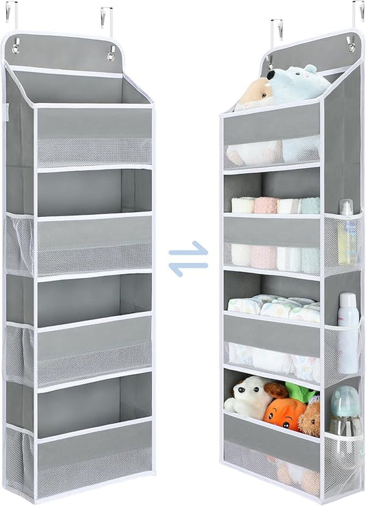 Yecaye 1 Pack Over the Door Organizer, 35.2lbs Load Toy Stuffed Animal Storage, Swing-proof Hanging Bathroom Organizers and Storage for Nursery Newborn Baby Essential Stuff Dorm Room Essentials-NeatNest