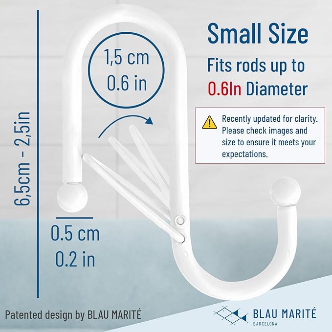 10-Pack Metal S Hooks for Hanging – Heavy-Duty S-Shaped Hooks with Safety Buckle – Fits Bars up to 0.6 in – Anti-Drop Hooks for Kitchen, Pot Racks & Towel Bars – White (Small)-NeatNest