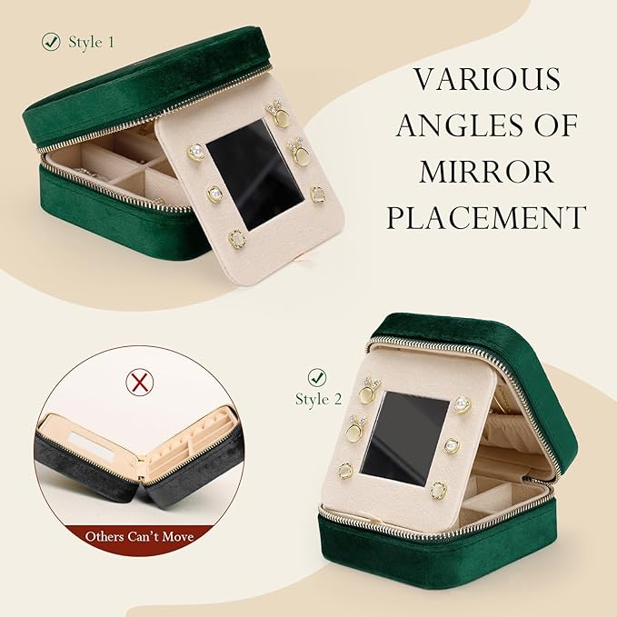 Jenria Mothers Day Gifts for Mon, Travel Jewelry Case for Women, Jewelry Organizer, Jewelry Box, Unique Gifts, Personalized Gifts for Her, Birthday Gifts for Mom, Teen Girl, Girlfriend, Green, O-NeatNest