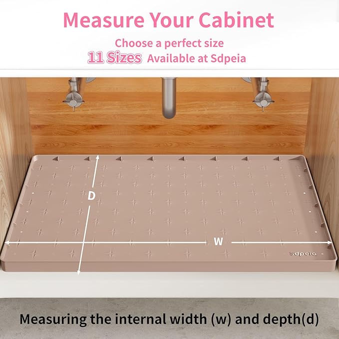 Sdpeia Under Sink Mat for [19" x 19"] Cabinet, Upgraded Silicone Waterproof Mat Kitchen Cabinet Liner Cabinet Protector Kitchen Organizers and Storage-NeatNest