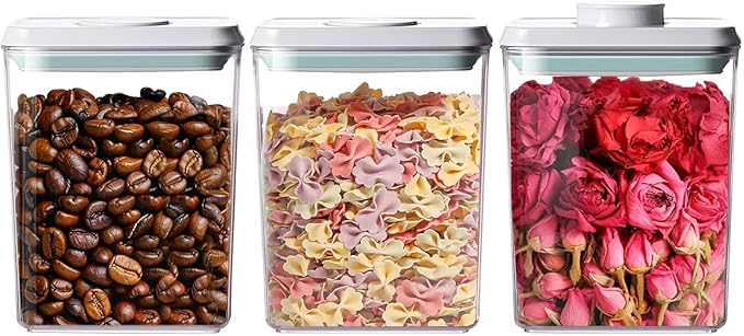 Airtight Food Storage Containers with Lids Pop Up Containers Pasta Organizer for Kitchen Pantry Cereal Snack Flour Sugar Coffee (3pc 1200ml / 1.26qt)-NeatNest