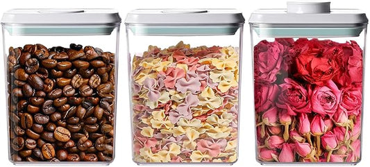 Airtight Food Storage Containers with Lids Pop Up Containers Pasta Organizer for Kitchen Pantry Cereal Snack Flour Sugar Coffee (3pc 1200ml / 1.26qt)-NeatNest