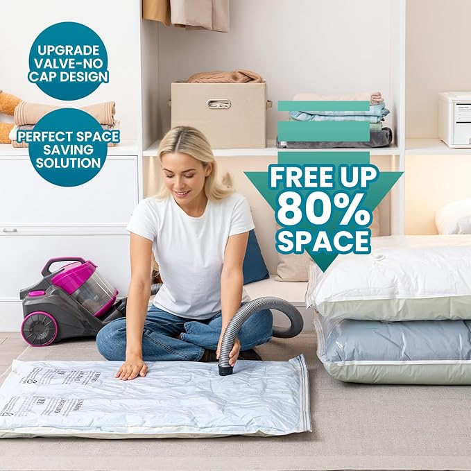 TAILI 20 Pack Combo Vacuum Storage Bags, Vacuum Seal Bags for Clothing (4 Jumbo, 4 Large, 4 Medium, 8 Travel Roll), Space Saver for Bulky Clothing, Beddings, Comforters, Saving More Closet Space-NeatNest