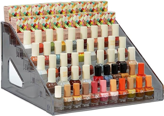 Nail Polish Organizer 84 Bottles of 7 Layers Sunglass Organizer Acrylic Display Rack Eyeglasses Storage Essential Oils Holder Makeup Organizer No Tool Needed Assembly, Grey-NeatNest