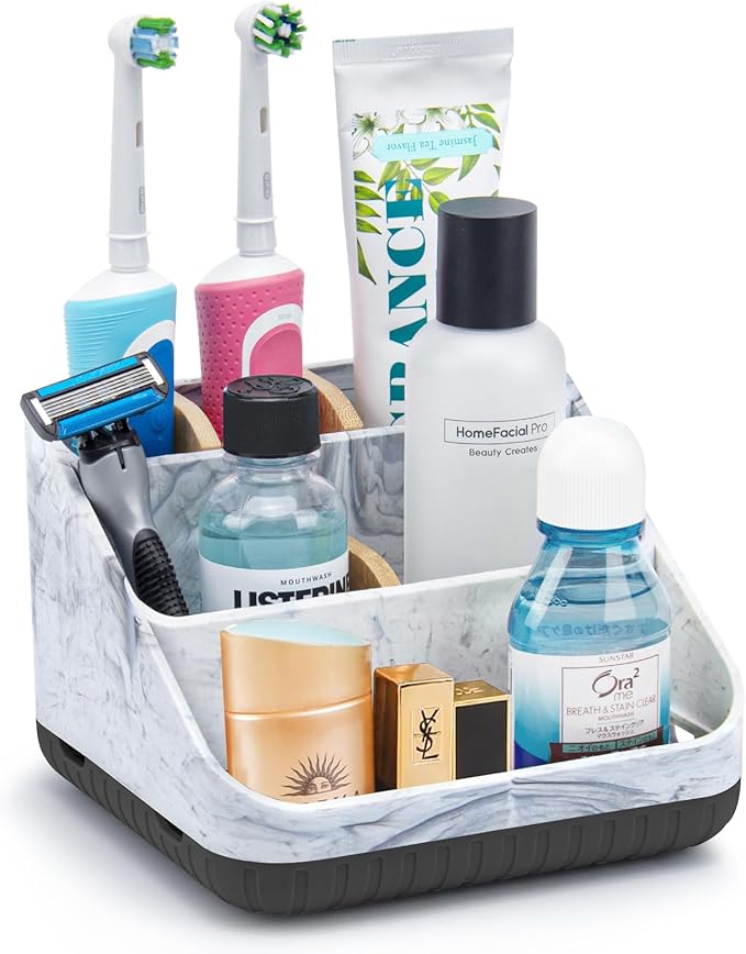 Chintu Toothbrush Holders for Bathroom Counter Organizer - 6 Slots Kids Tooth Brushing Holder Rustic Toothbrush and Toothpaste Holder for Vanity Organization Farmhouse Electric Toothbrush Caddy Black-NeatNest