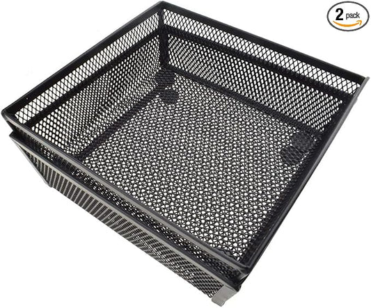 HAHIYO Stackable Mesh Tray Cup 6 x 6 x 2 inches Sturdy Container for Desk Drawer Organizer Collection for Home Office School kitchen Soft Foam Feet No Sharp Edges 2 Pack Black-NeatNest