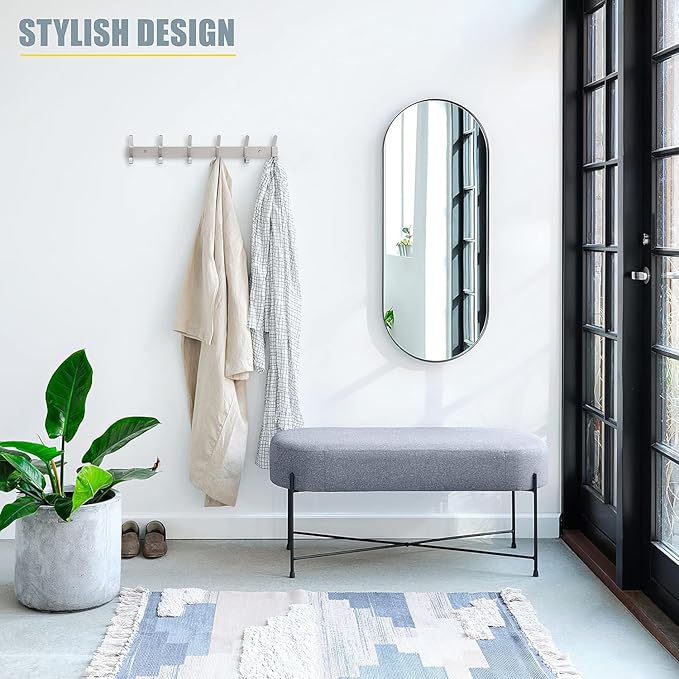 Coat Rack Wall Mount – Brushed Nickel 17 Inch Stainless Steel Hook Rail with 6 Heavy Duty Double Coat Hooks – Wall Mounted Coat Hanger for Entryway, Bathroom, Bedroom, Towel, Hat Organizer-NeatNest