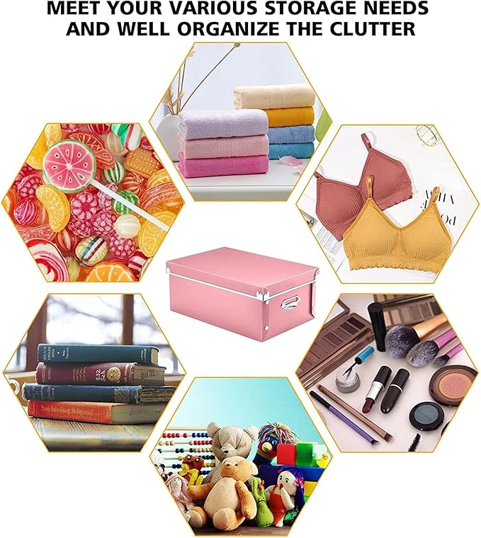 XUCHUN File Storage Boxes, Foldable Storage Bins with Lid 3 in 1 Set, Press-Stud Fastening, Moisture-Proof, Space Saving Storage, Photoes, Files, Closets-NeatNest