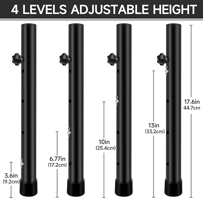 8 Pack Folding Table Risers, 4 Levels Adjustable Height Folding Table Leg Extenders, Heavy Duty Metal Table Leg Extensions Raise Table Height 3.6in | 6.77in | 10in | 13in-NeatNest