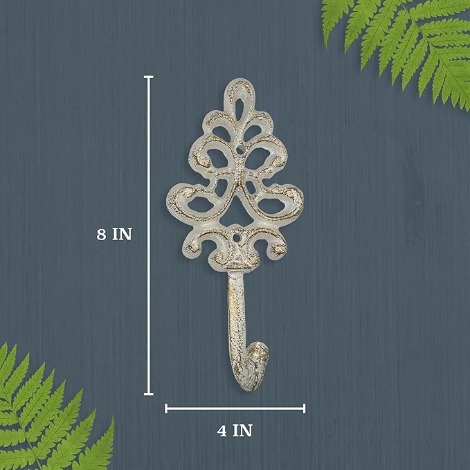 3 Pack Fleur De Lis Hooks – Vintage Cast Iron Wall Mount for Coats, Bags and Towels – Rustic French Country Decor, Heavy Duty & Easy to Install – 8”