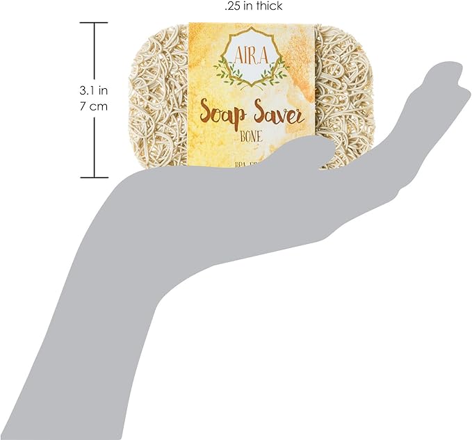 Aira Soap Saver - Soap Dish & Soap Holder Accessory - BPA Free Shower & Bath Soap Holder - USA Made - Drains Water, Circulates Air, Extends Soap Life - Easy to Clean, Fits All Soap Dish Sets - Bone-NeatNest