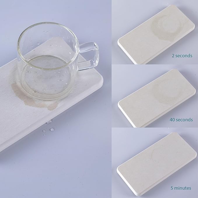 2 Pcs Water Absorbing Stone Trays, Kitchen/Bathroom Sink Soap Dish, Diatomite Tray Used for Hand Soap & Cosmetic Bottles in The Modern Home, 3.15" W x 6.3" L, White-NeatNest
