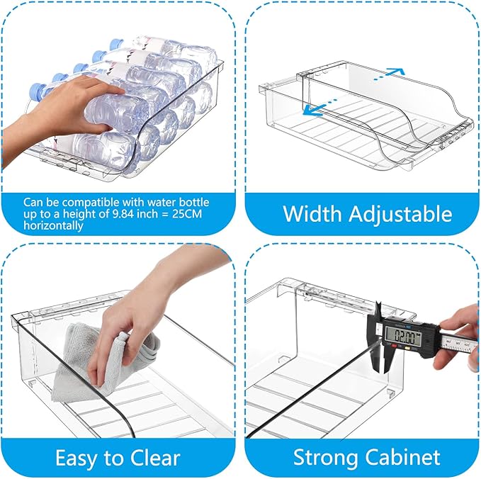 2 Packs Clear Width Adjustable Soda Can Organizer for Refrigerator Expandable Soda Can Dispenser for Beer Soda Seltzer Pop Can Soda Expand Organizer for Fridge Kitchen Pantry