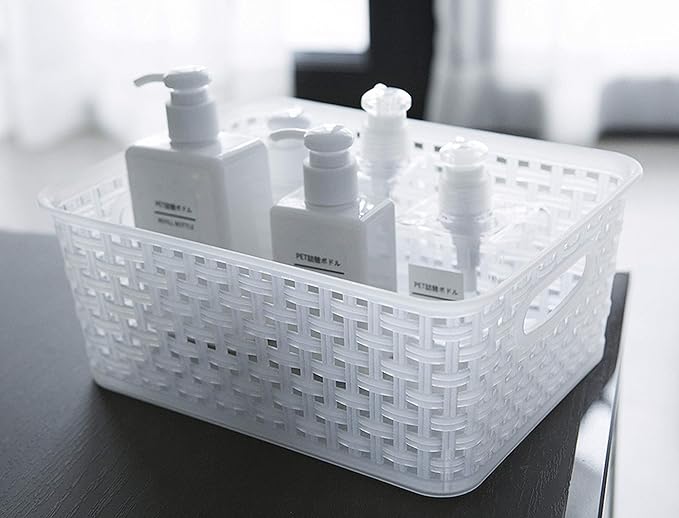 Clear Plastic Woven Storage Basket, 6-Pack Weave Basket Organizer for Kitchen Offices Bathrooms-NeatNest
