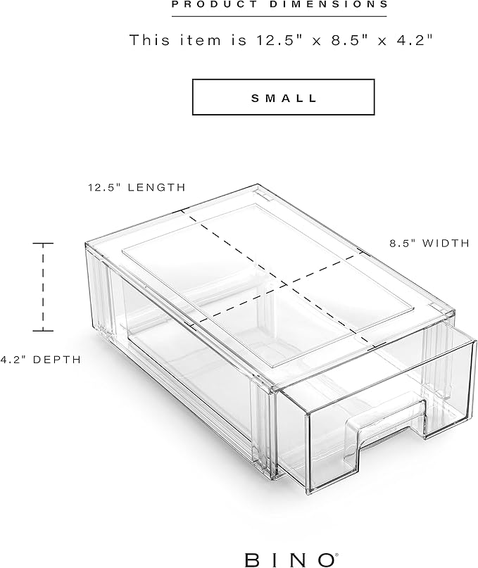 BINO | Stackable Storage Drawers, Small - Clear | THE CRATE COLLECTION | Storage Bins With Drawers | Bathroom Organizers | Under Sink Organizer | Vanity Cabinet Home Organization-NeatNest