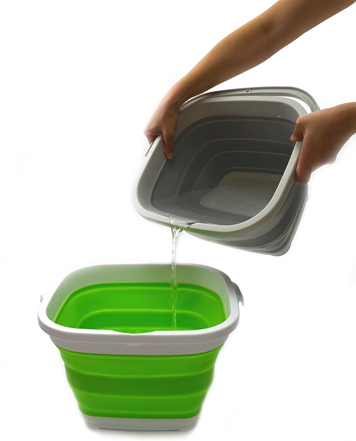 SAMMART Set of 2-11L (2.9 Gallon) Collapsible Rectangular Handy Basket/Bucket (2, Grey)-NeatNest