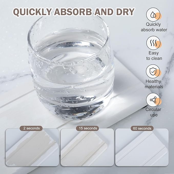4PCS Stone Drying Trays for Bathroom Sink, Water Absorbing Stone Tray, Water Absorbent Diatomaceous Earth Tray and Coaster, Diatomite Soap Dish, Drying Stones Soap Trays for Kitchen Counter-NeatNest