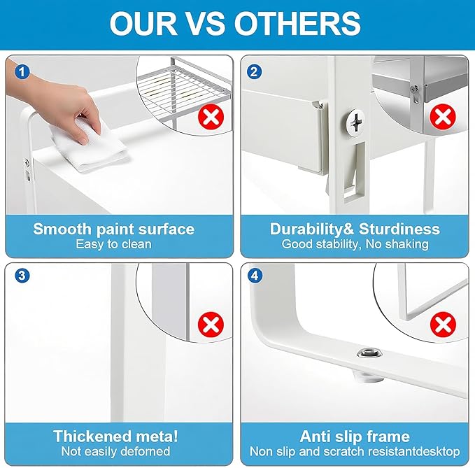Expandable Cabinet Shelf Organizer 14-25 Inch Adjustable Length, 11" Wide 2-Tier (8" Bottom Layer) Metal Storage Rack for Kitchen Pantry, Under Sink Countertop - Heavy Duty White(2 Pack)-NeatNest