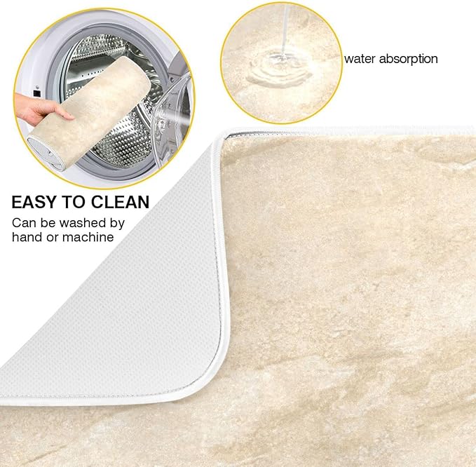 Dish Drying Mats Drying Matt for Kitchen Counter Sink Dishes Natural White Marble Texture Microfiber Dish Drying Pad 16 x 18 Inches