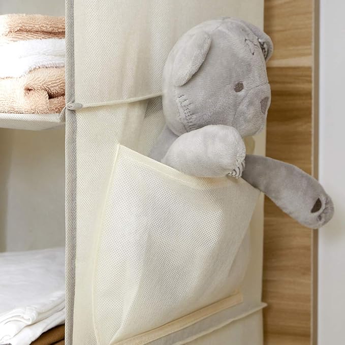 Hanging Closet Organizer, 5-Shelf Closet Hanging Storage Shelves, Beige-NeatNest
