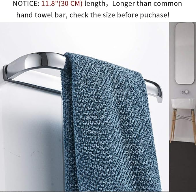 BESy Brass Hand Towel Bar for Bathroom Polished Chrome Bathroom Accessories Fixtures, Rustproof Wall Mounted Towel Rack Hanger, 12 Inch-NeatNest