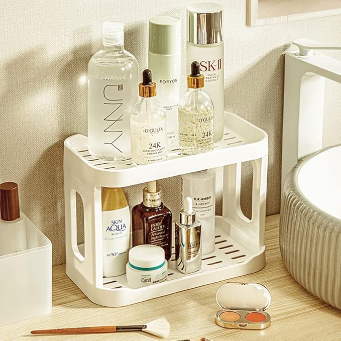 2-Tier Desk Organizers & Dispensers，Mail Holder for Office Desk Organization，Kitchen Spice Rack or Bathroom Countertop Organizer, Gift for Teachers, Classmates, and Friends,White-NeatNest