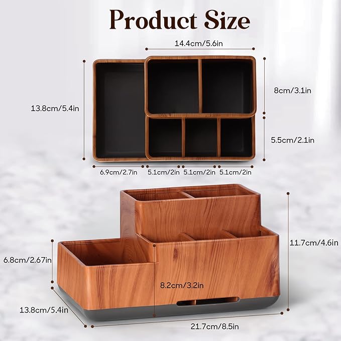 Toothbrush Holder,Bathroom Organizer Countertop, 5 Compartments Multifunctional Storage for Cosmetic, Makeup, Office Stationery Pencil,Toothpaste, Toothbrush,Ideal Gift for Home, Office（Bule）