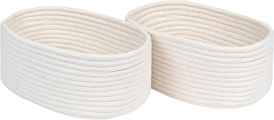 CubesLand Cube Shelf Closet Storage Baskets Bins,Woven Basket for Organizing/Storage,Long-lasting &Skin-friendly Toy Storage Basket Bin,Stylish Room Decor Basket,Off White Cotton Rope Basket 2 Packs-NeatNest