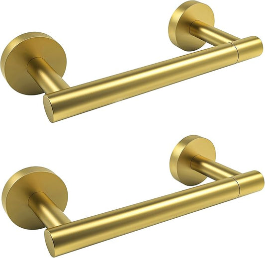 Gold 2 Pack Toilet Paper Holder SUS304 Stainless Steel Double Post Pivoting Toilet Paper Roll Holder Wall Mounted Toilet Tissue Holder for Commercial Bathroom RV