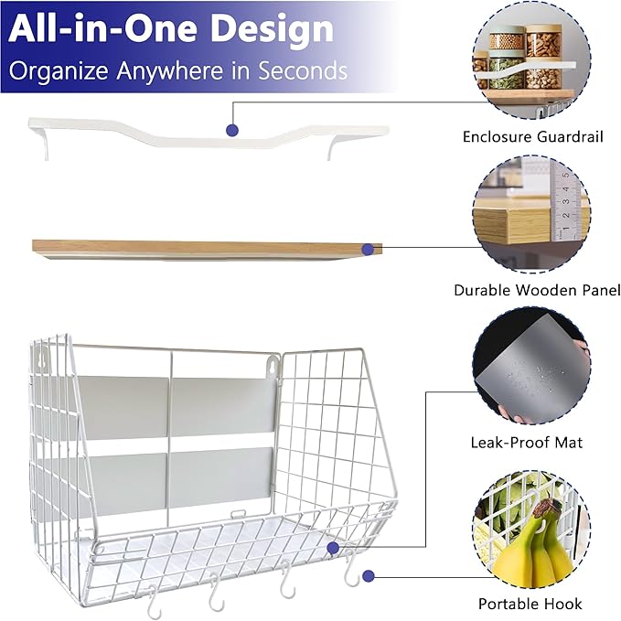 Upgrade Strong Magnetic Shelf for Fridge, Onion and Potato,Spice Rack,Fruit and Vegetable Storage and Organizer, Refrigerator organizers, Magnetic Basket for Pantry, Kitchen and Laundry Organizer