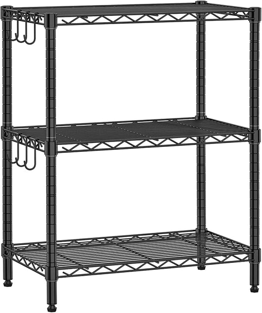 3-Tier Metal Shelf for Storage, Wire Shelving Unit Storage Rack Organizer Steel Utility Shelf for Kitchen Office Garage Pantry Laundry Organization(13.4D x 23.2W x 29.7H Inches)