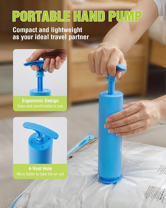 Travel Vacuum Storage Bags with Hand Pump, 24 Pack (6L+6M+6S+6XS) Vacuum Seal Bag Travel Essentials Space Saving Bags for Clothes, Luggage, Carry-on Suitcase, Backpack, Holiday Business Trip-NeatNest