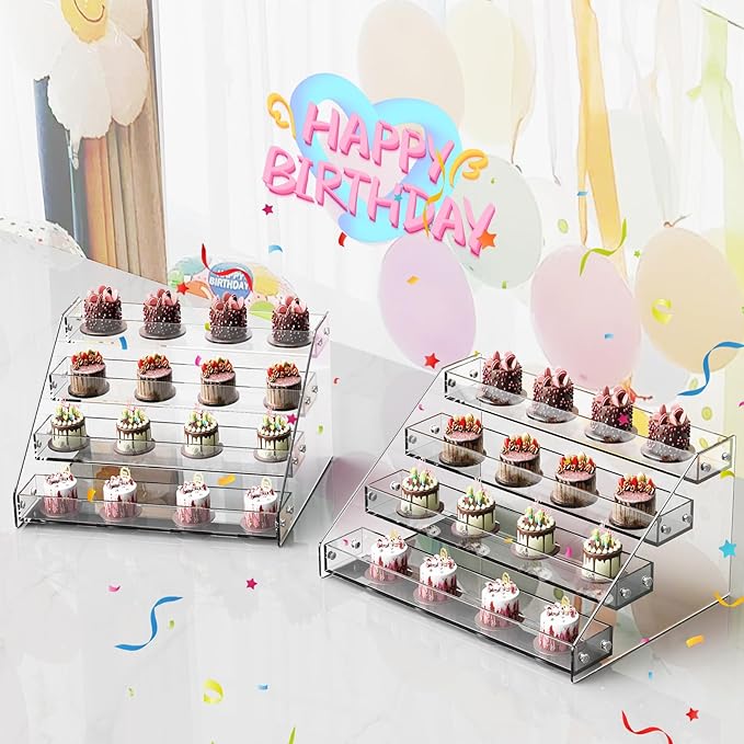 Acrylic 4-Tier Display Stand, Organizer, Storage Rack, Perfume, Spice, Figure, Cupcake, Card Display Stand, 12.2"x8.38"x6.22"-NeatNest