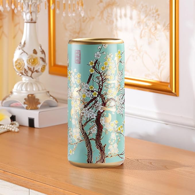 Ceramic Umbrella Stand Living Room Floor-Standing Freestanding Cane Chinese Umbrella Stand Multifunctional Painted Porcelain Vintage Ceramics Flower Vases for Home Office Entrance Indoor(F)-NeatNest