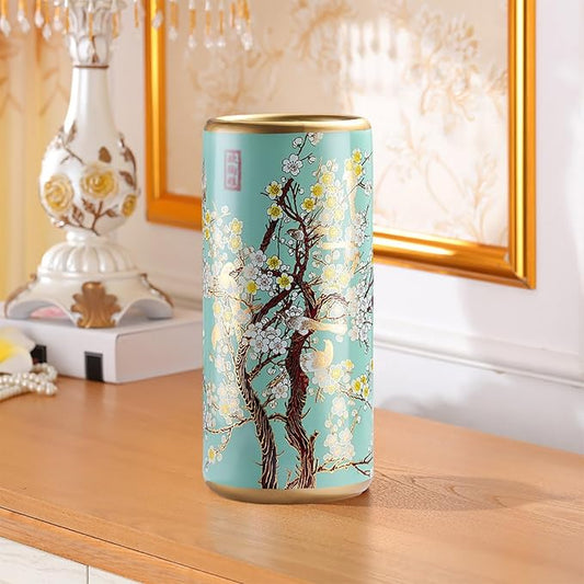 Ceramic Umbrella Stand Living Room Floor-Standing Freestanding Cane Chinese Umbrella Stand Multifunctional Painted Porcelain Vintage Ceramics Flower Vases for Home Office Entrance Indoor(F)-NeatNest