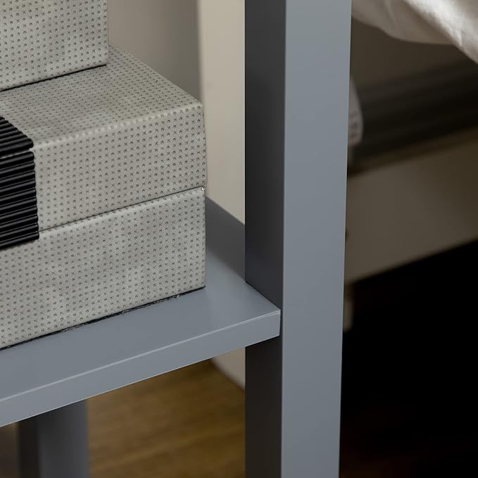 HOMCOM 2-Tier Side Table with Drawer, Narrow End Table with Bottom Shelf, for Living Room, Set of 1, Gray
