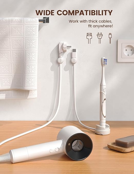 6Pack Rotatable Cord Organizer Cable Clips - Lamicall [1s Lock] Spring Cord Holder, Desk Phone Charger Cable Management, Wire Keeper for Nightstand, Office Accessories & Desk Organizers