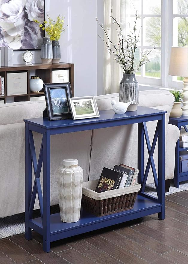 Convenience Concepts Oxford Console Table 39.5" - Sofa Table with Storage Shelf, Transitional Entryway Hall Table for Living Room and Bedroom, Display Foyer Table, Cobalt Blue-NeatNest