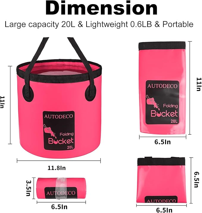 AUTODECO Collapsible Bucket 5 Gallon Container Folding Water Bucket Portable Wash Basin 20L-NeatNest